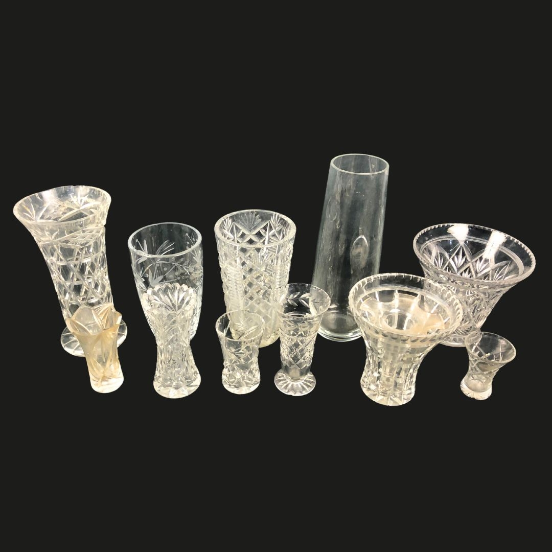Collection of Crystal & Cut Glass Vases 