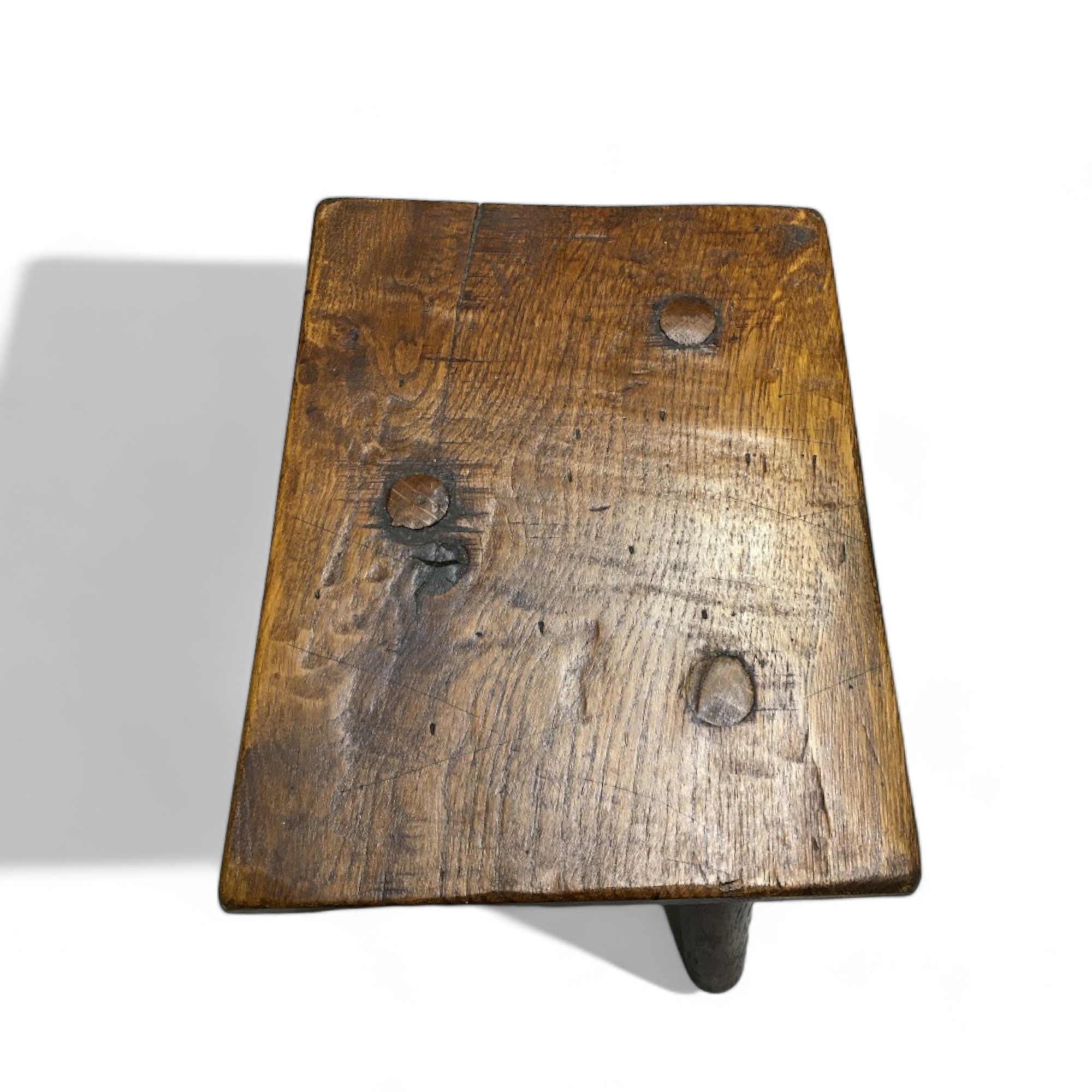 Antique English Oak Three Legged Stool in the 18th Century Style.  Height 29cm  - Image 2 of 3