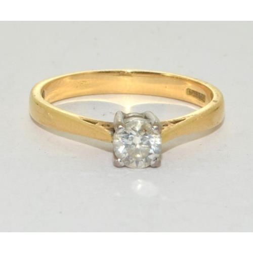 18ct gold ladies Diamond solitaire ring hall Marked in ring as 0.40ct size N  - Image 6 of 6