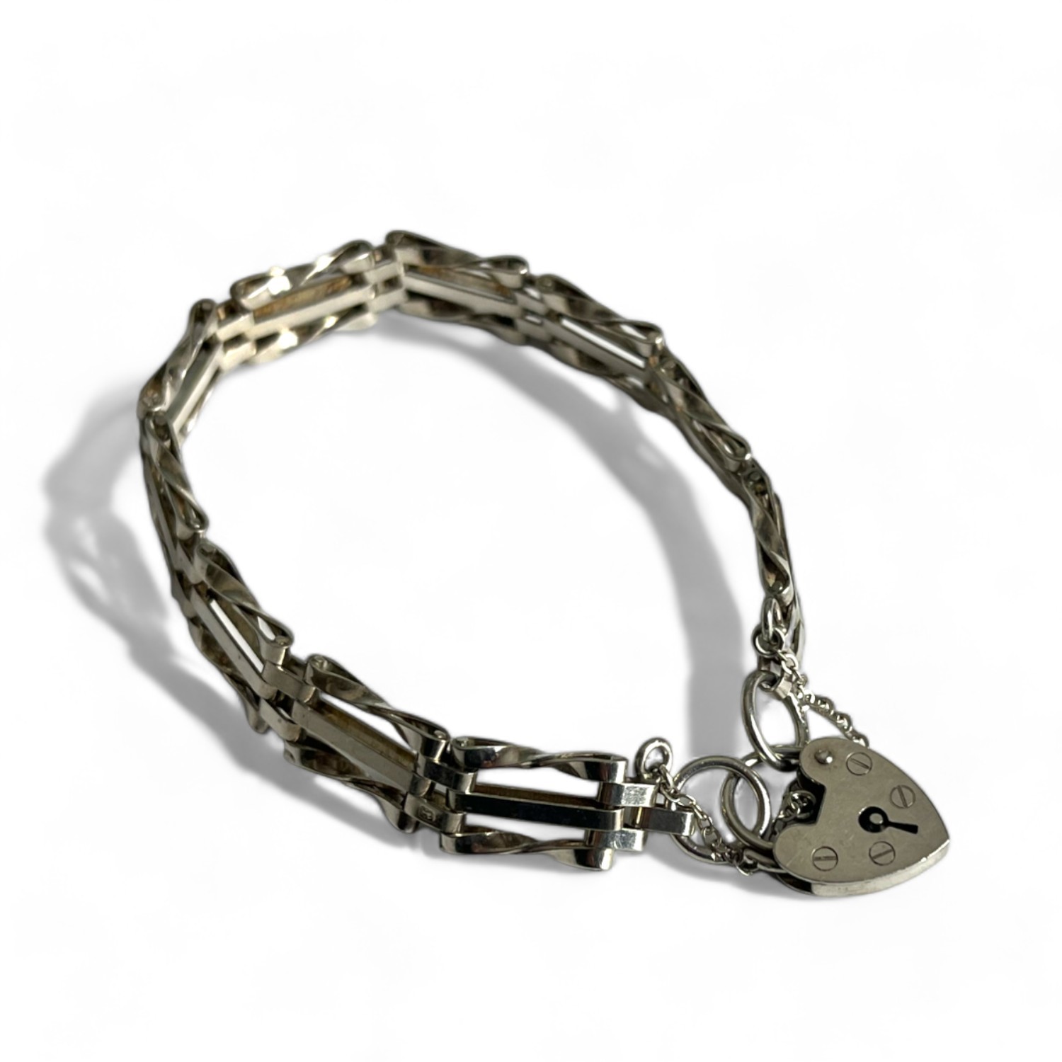 A sterling silver gate link bracelet.  - Image 2 of 3