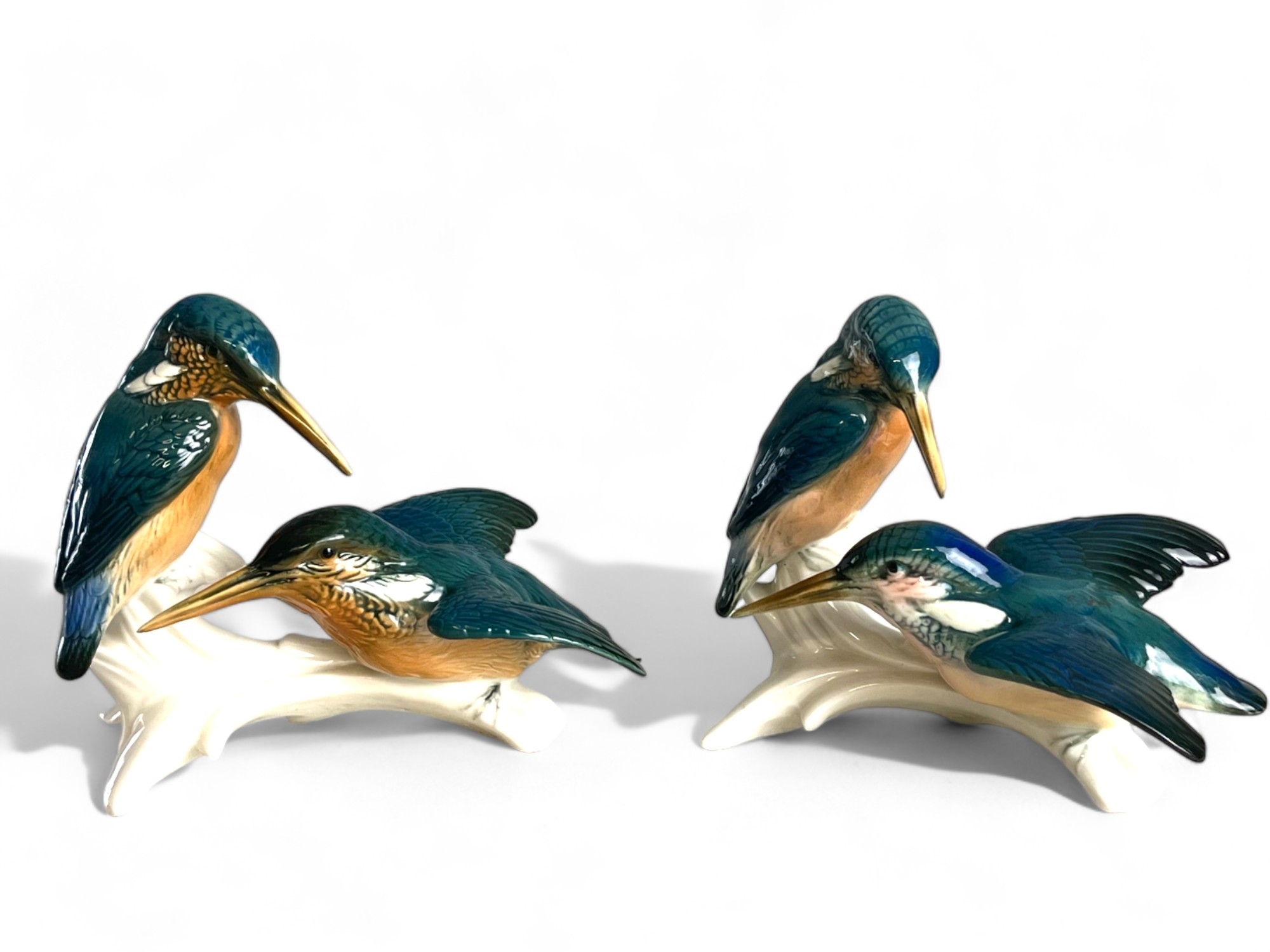 Two Karl Ens porcelain 'Kingfisher' bird groups. 