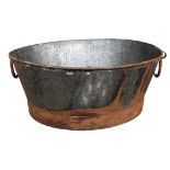 Large Oval Twin Handled Galvanised Metal Planter ref 72 