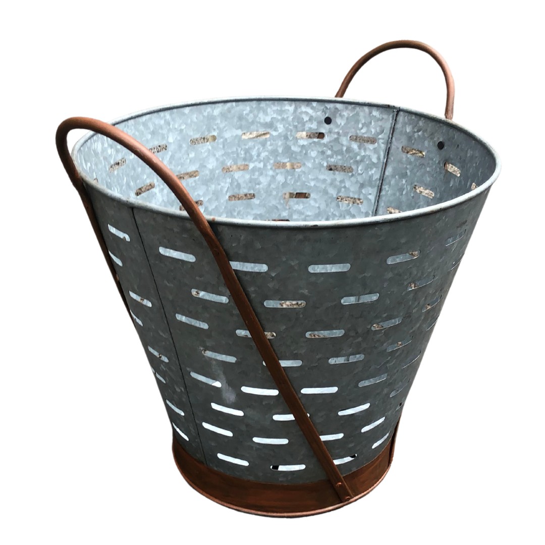 Large Twin Handed Metal Olive Bucket/Strainer ref 2  - Image 3 of 3