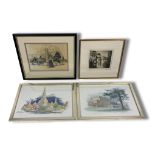 Four Pictures- Print 'Sally Manor Bournville' By C.D Dear 1994, Limited Edition 109/200 Charcoal Dra