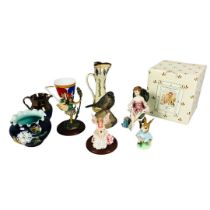 Collection of china to include a boxed Flower Fairy, lustre jug, rabbit and other figures.