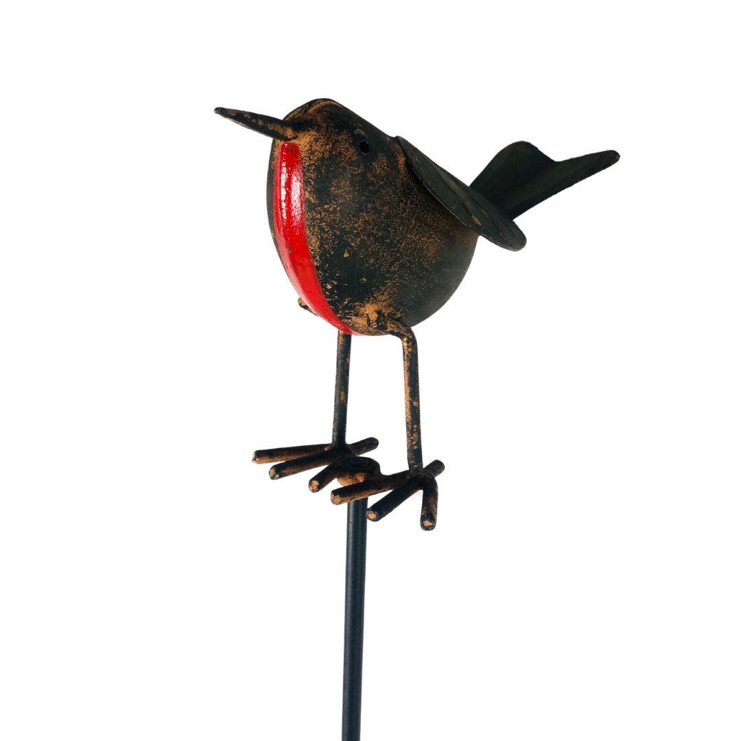 Metal Robin on a stick for garden plants ref 45 