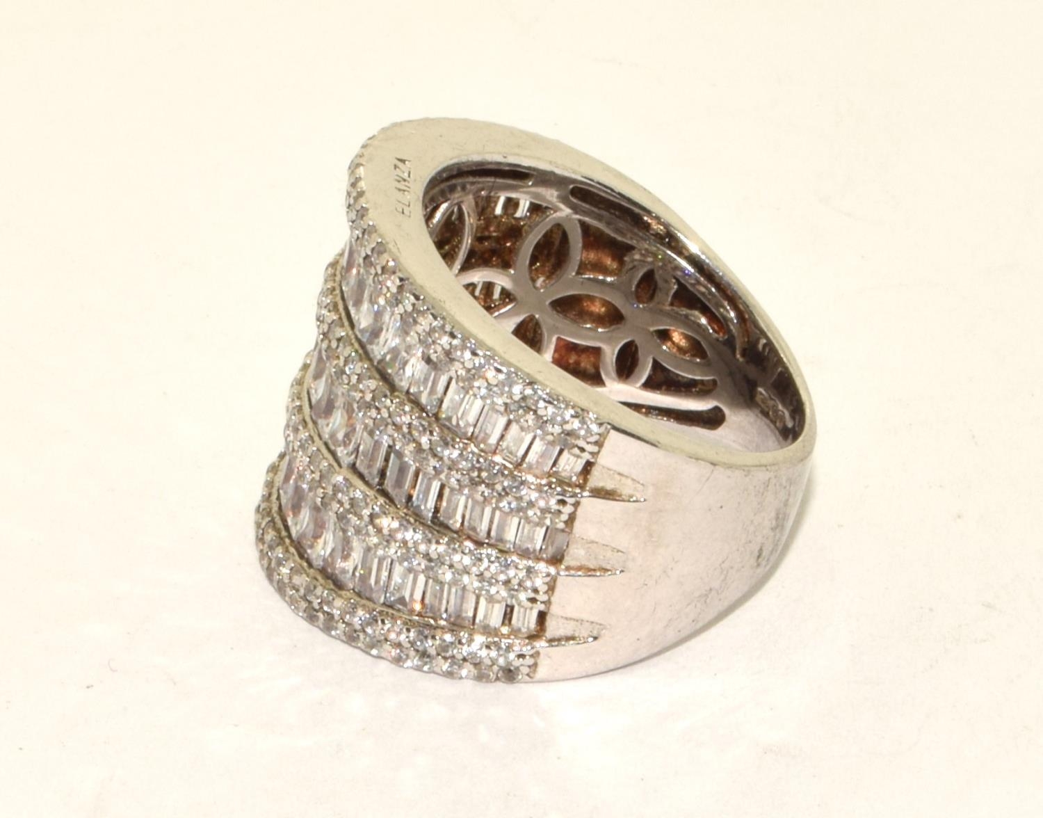 925 silver ladies 5 bar Elanza design  statement ring set with baguette cut stones size  - Image 2 of 3