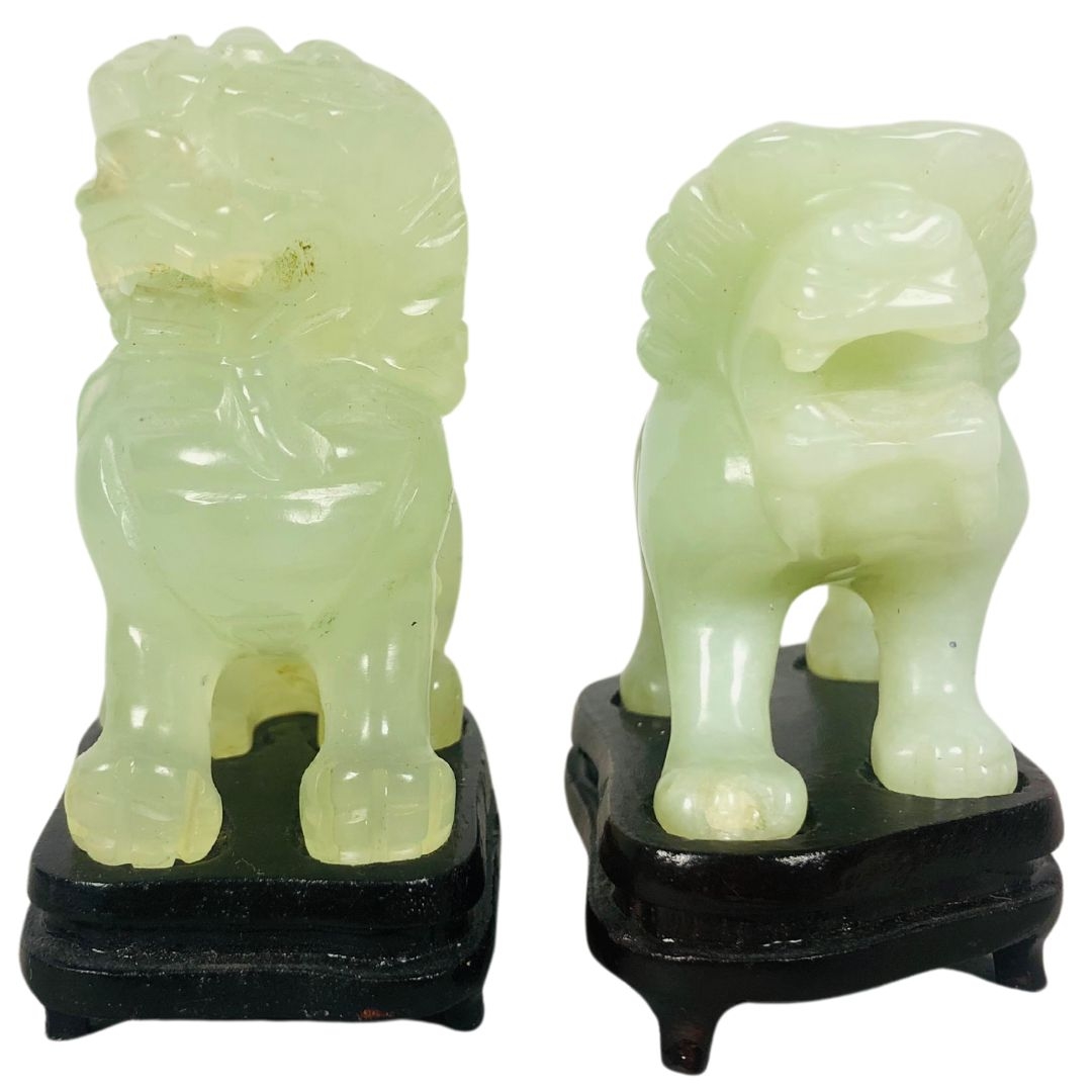 Pair of Jade Foo Dogs  - Image 5 of 5