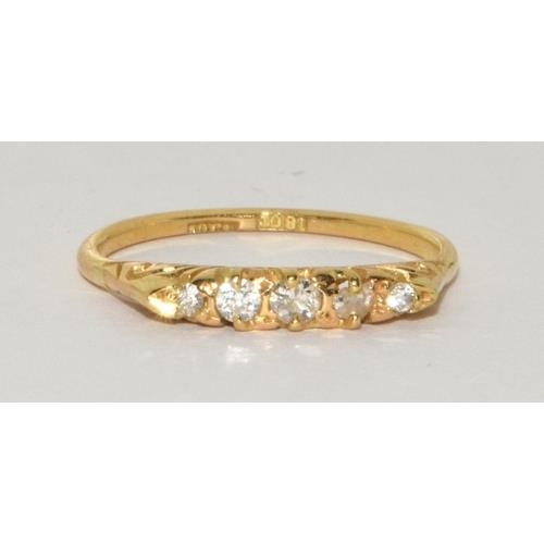18ct gold antique set 5 stone Diamond ring 3g size N approx 0.25ct   - Image 5 of 6
