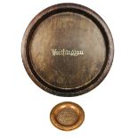 "Worthington" Genuine Sanen Wood Tray Early 20th Century. 33cm Dia. Together with a Small Silver inl