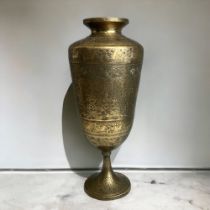 A Large 19th Century Indo Persian Chiselled Brass Vase - Height 39cm