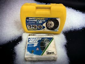 A Job Lot of Tools and Motor Accessories - Including Snow Chains, Spot Light, Blow Torch Etc.