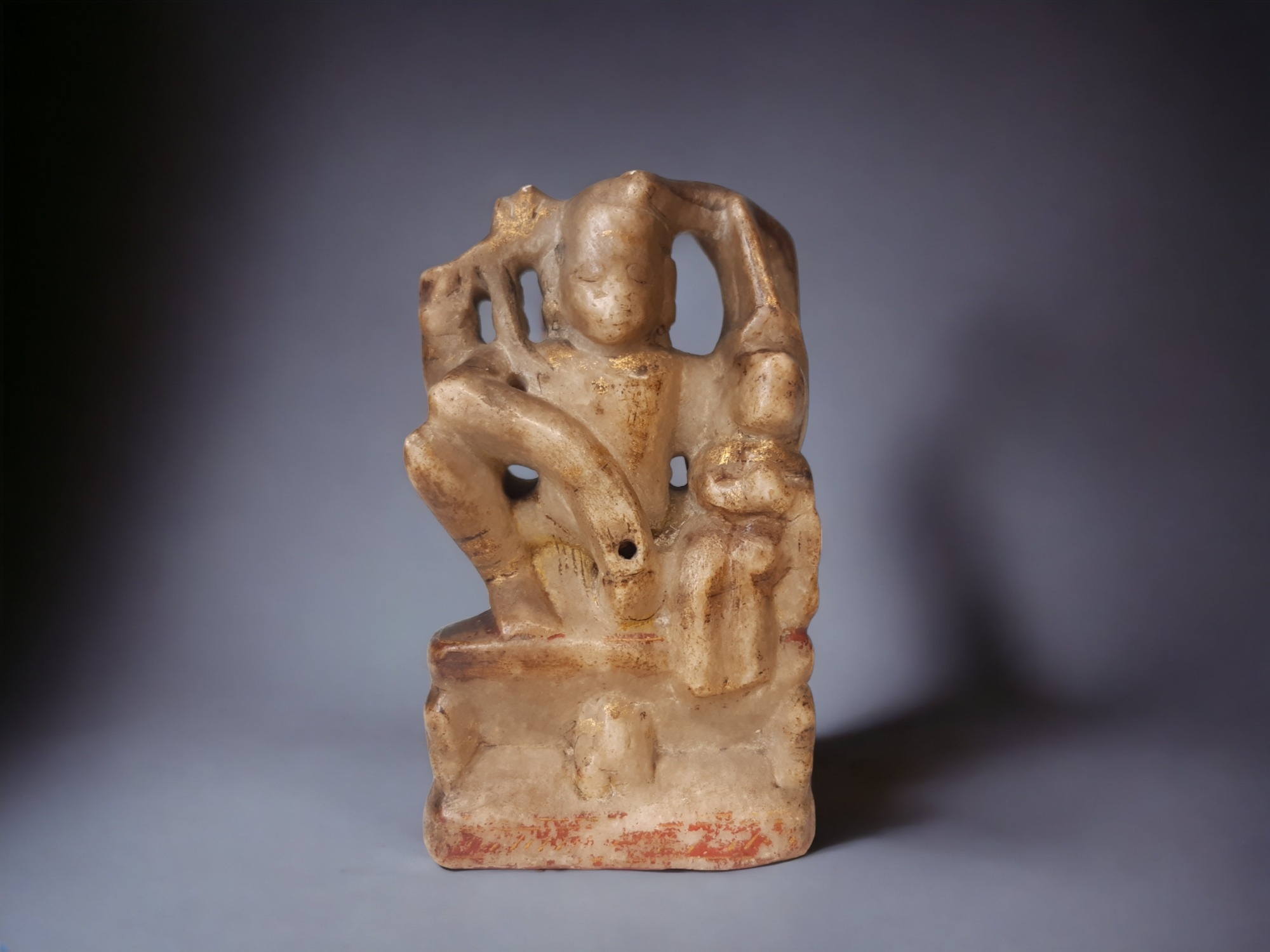 A 19th Century Alabaster Rajasthani Carving of Hanuman. H-13cm 