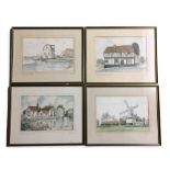 Gwyn Jones Hand Coloured Etchings x 4 