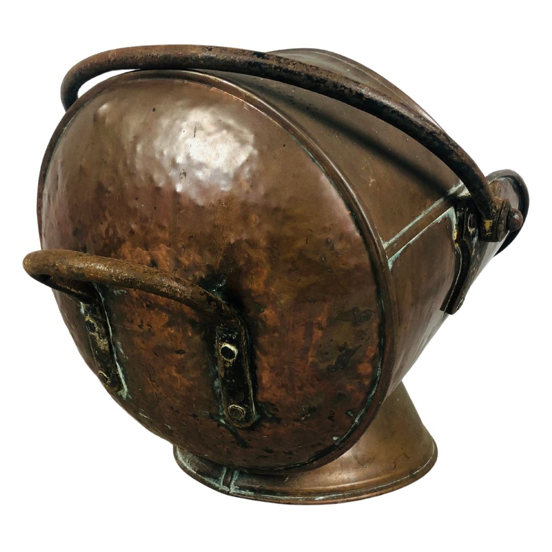 Copper & Brass Helmet Shape Coal Bucket  - Image 3 of 4