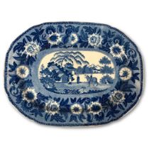 A John Rodgers "Zebra Pattern" pearlware Meat Platter. Circa 1820.