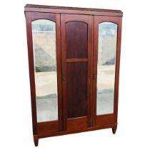 Wardrobe of Mahogany Construction having 2 integral full length dressing mirrors. Approx 210cm heigh