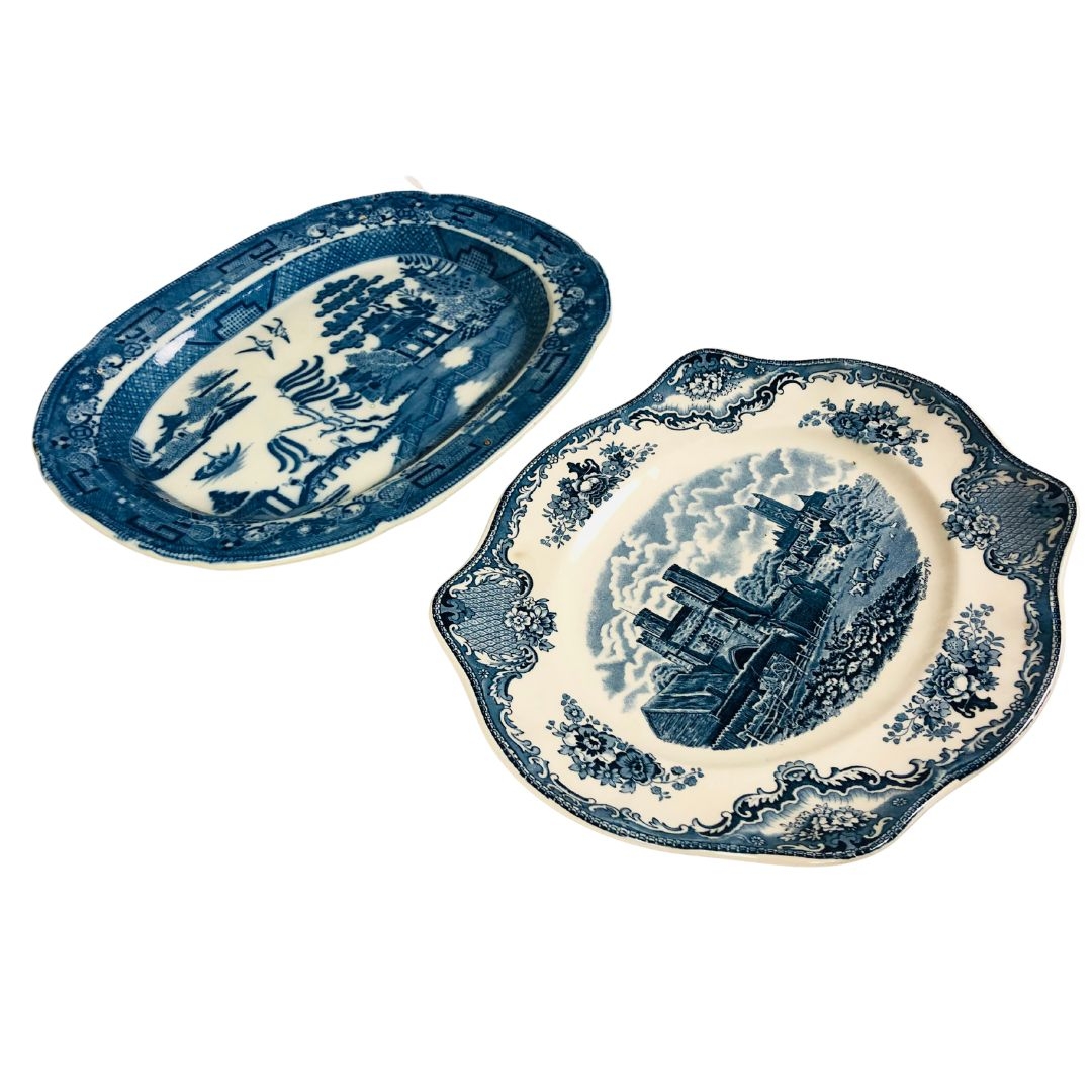 Two Serving Plates - Johnson Bros and Willow Pattern  - Image 2 of 3
