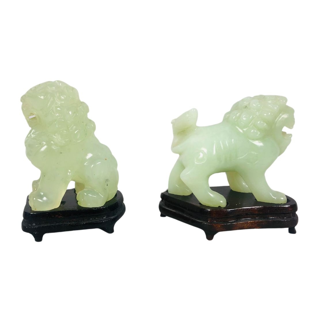 Pair of Jade Foo Dogs  - Image 4 of 5