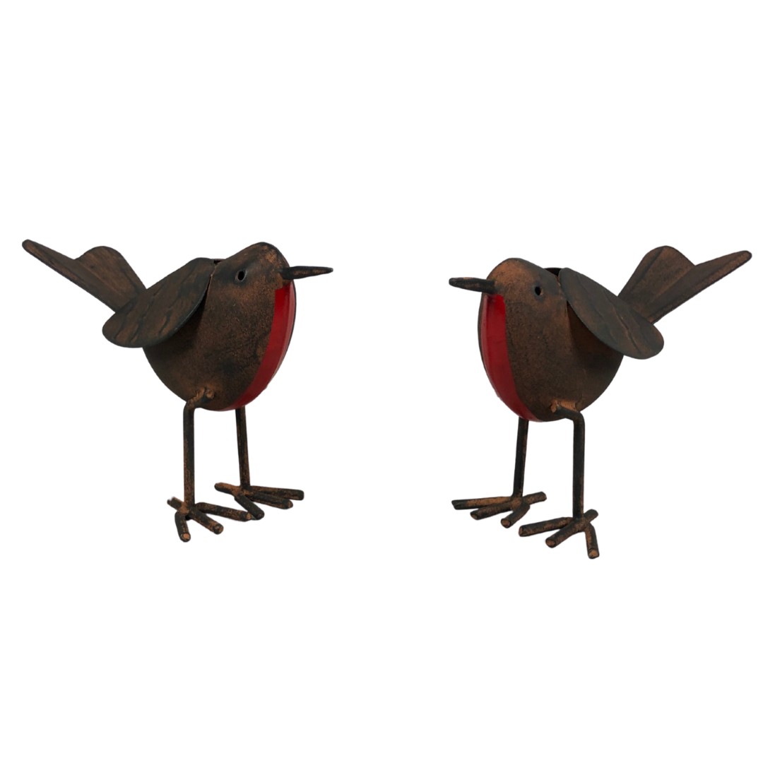 2 x Tin plate Robin figures ref 47  - Image 2 of 2