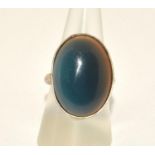 925 silver large single polished  Agate stone ring size Q 