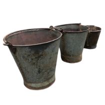 Three Old Galvanised Metal Garden Buckets ref 70