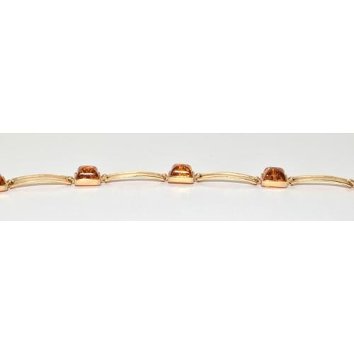 9ct gold Baltic Amber station bracelet 6.5g 18cm long                                                - Image 4 of 5