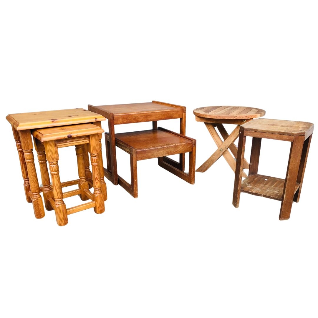 Assortment of Tables to include 2 Pairs of Nesting Tables. 