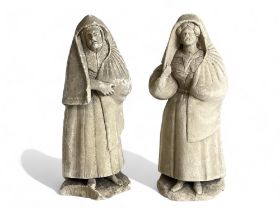 A pair of Plaster peasant figures. French / Maltese? 19th century.