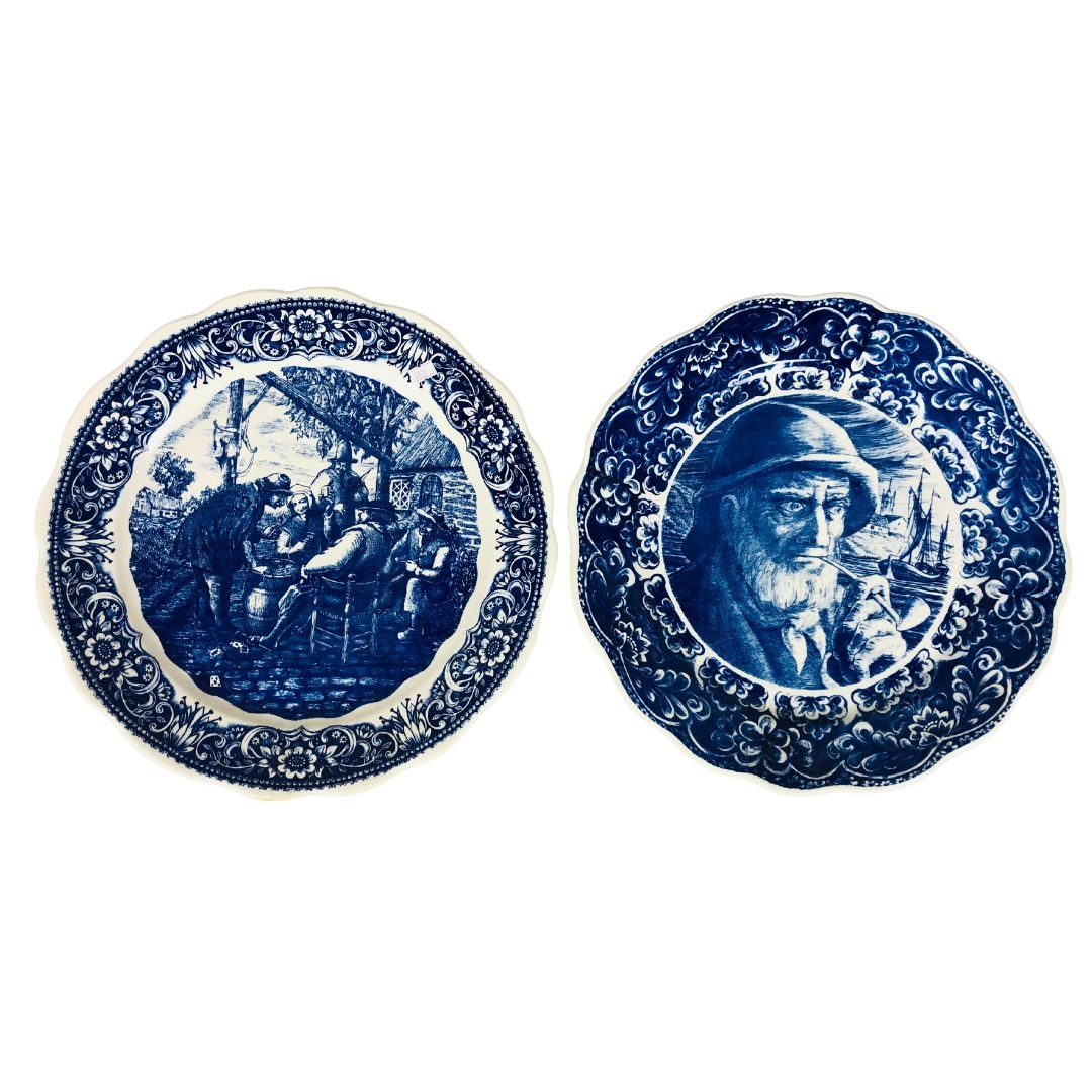 Two Large Delft Boch Frères Blue and White Serving Plates  - Image 2 of 4