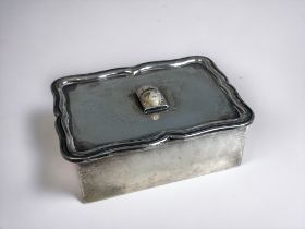 Vintage 1930's Saborns Mexico Sterling Silver Box. Mounted with a carved Alabaster 'Aztec' mask. Mar