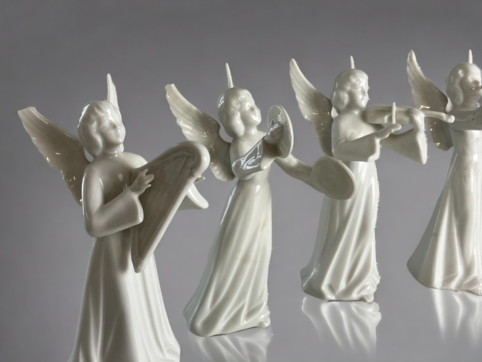 A collection of eight Dresden porcelain angels.  - Image 2 of 4