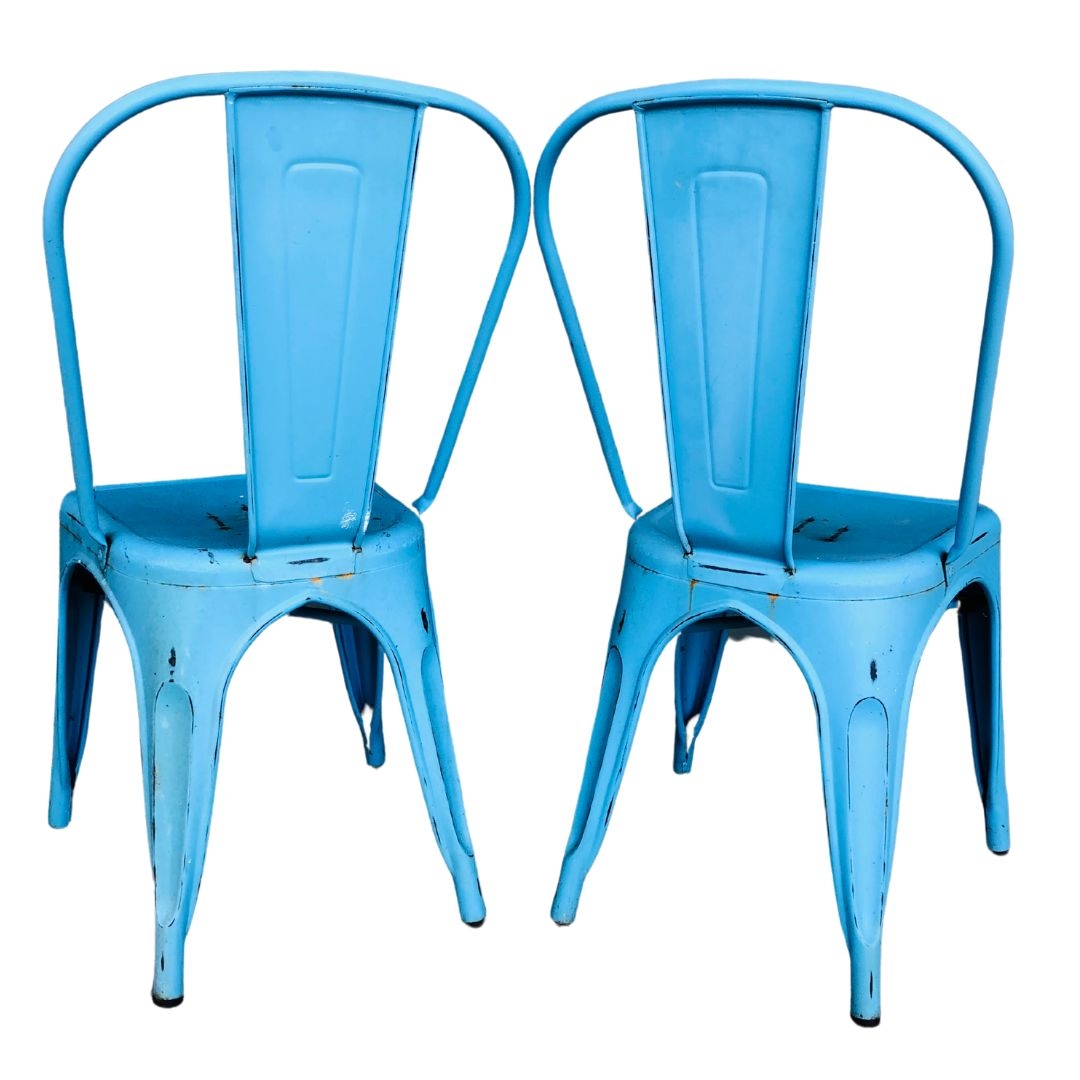 A Pair of Stackable Tolix Style Pressed Steel Retro Metal Bistro Chairs  - Image 2 of 2