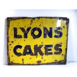 Genuine Large Vintage Enamel Lyon's Cakes Sign. 100cm x 75cm approximately. 