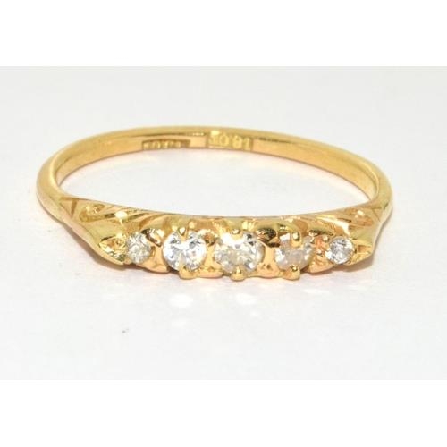 18ct gold antique set 5 stone Diamond ring 3g size N approx 0.25ct   - Image 6 of 6