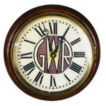 GWR Wooden & Brass Clock. Battery Operated.