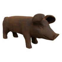 Cast Metal Rustic Garden Ornament in the form of a Pig ref 39