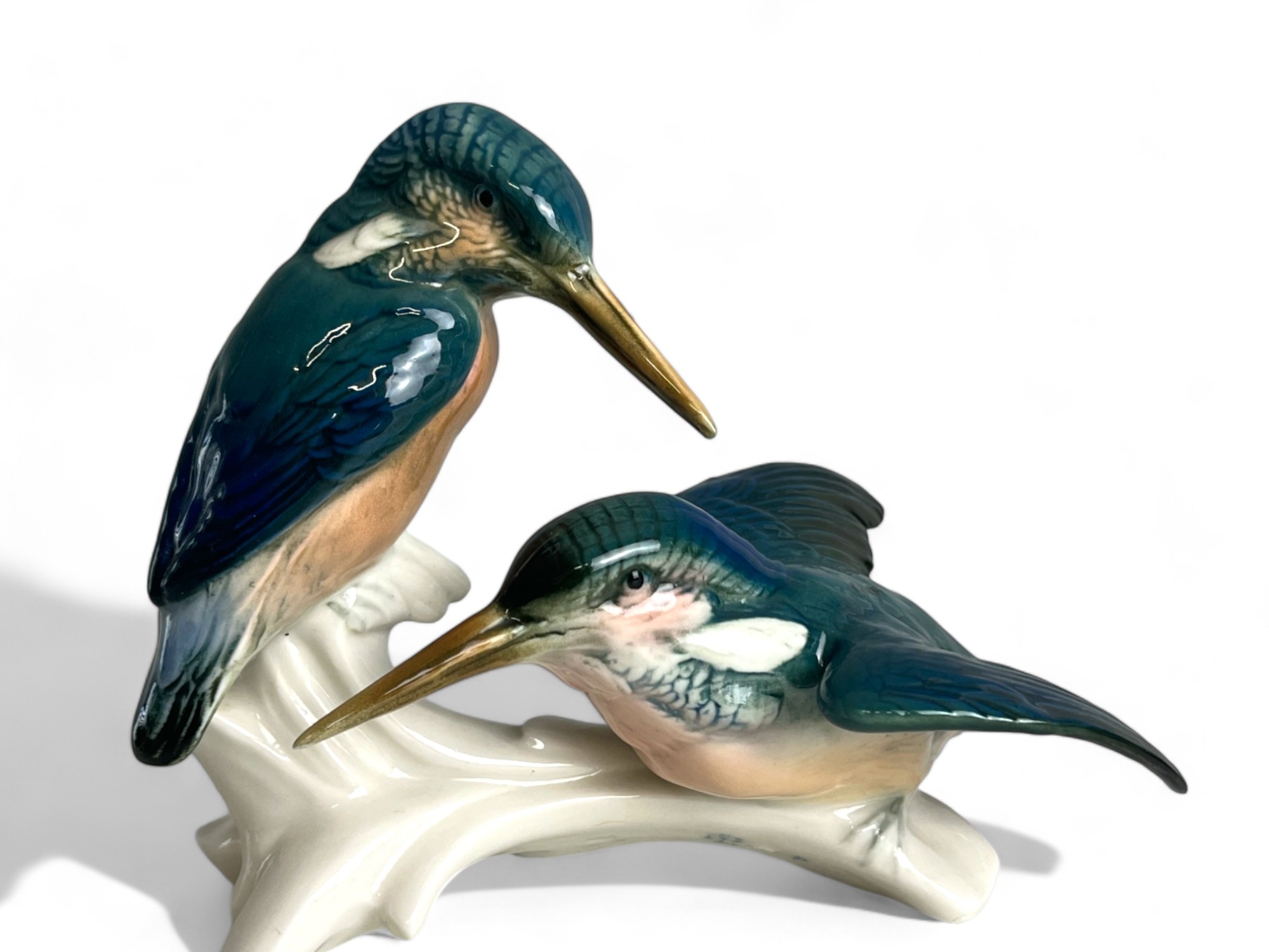 Two Karl Ens porcelain 'Kingfisher' bird groups.  - Image 2 of 3