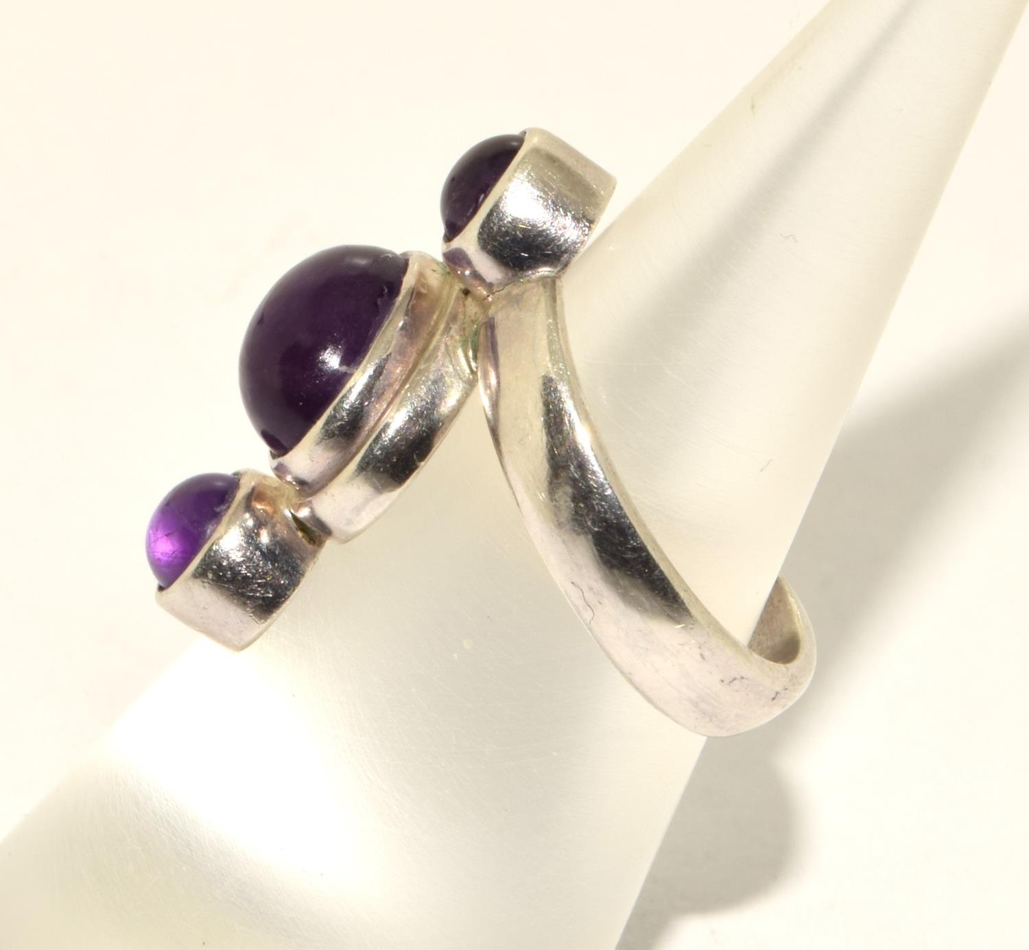 925 silver triple Amethyst ring size K  - Image 2 of 3