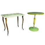 Two Tables Mid 20th Century Green Acrylic Formed Marble Style Occasional Tables 