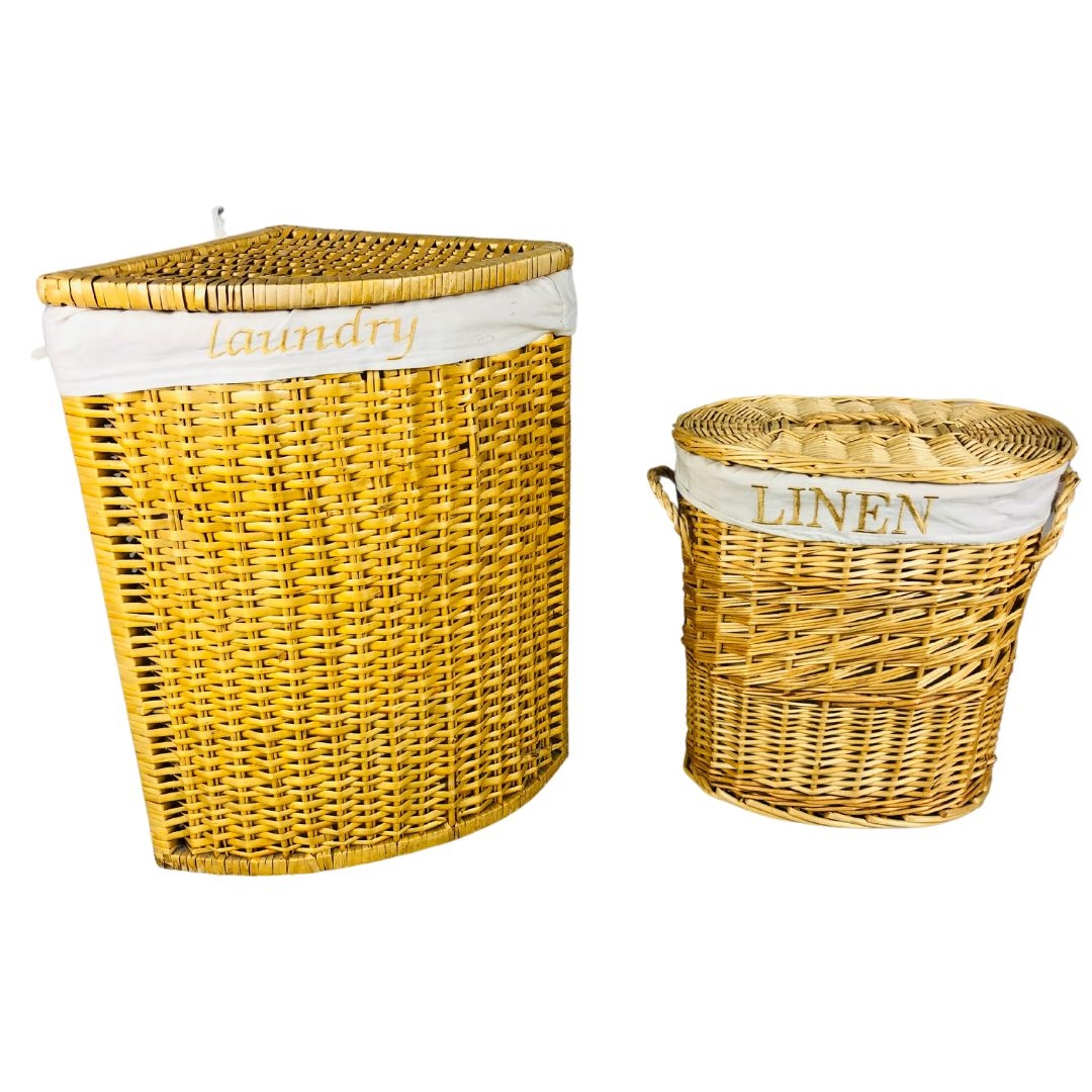 Two Lined Wicker Laundry Baskets 