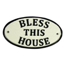 Cast metal Bless this House sign ref 91
