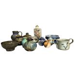 Collection of Studio Pottery Items to include a lamp base

 