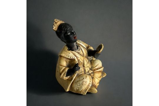 A late 19th century German porcelain nodder doll. Parody English Colonial Rule Indian Princess. Prob - Image 2 of 3