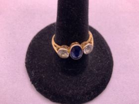 18ct Gold, Diamond and Sapphire Ring - Size M - 2.4g