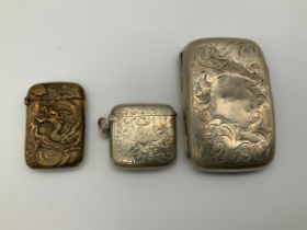 Silver Cigarette Case, Vesta and Brass Vesta