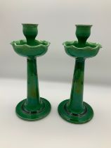 Barnstaple Art Pottery - Pair of Brannam Candlesticks for Liberty & Co 1910 - 24cm High