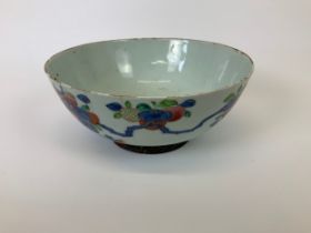 Hand Painted Porcelain Bowl with Staple Repair