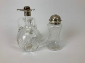 Small Silver Top Decanter and Sugar Caster