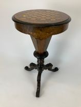 Victorian Trumpet Workbox with Chessboard Top